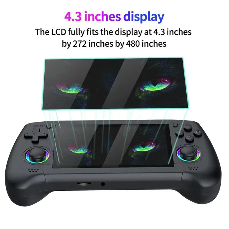 M30 4.3inch IPS Screen Handheld Video Game Console 64G Built-in 20000+ Retro Gaming Portable Game Player Linux System HD TV Output 30+ Emulators Machine For PSP PS1